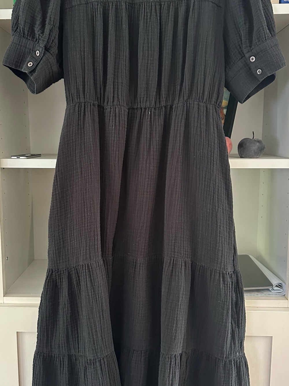 Madewell Black Button-Front Tiered Maxi Dress - Picture 2 of 3